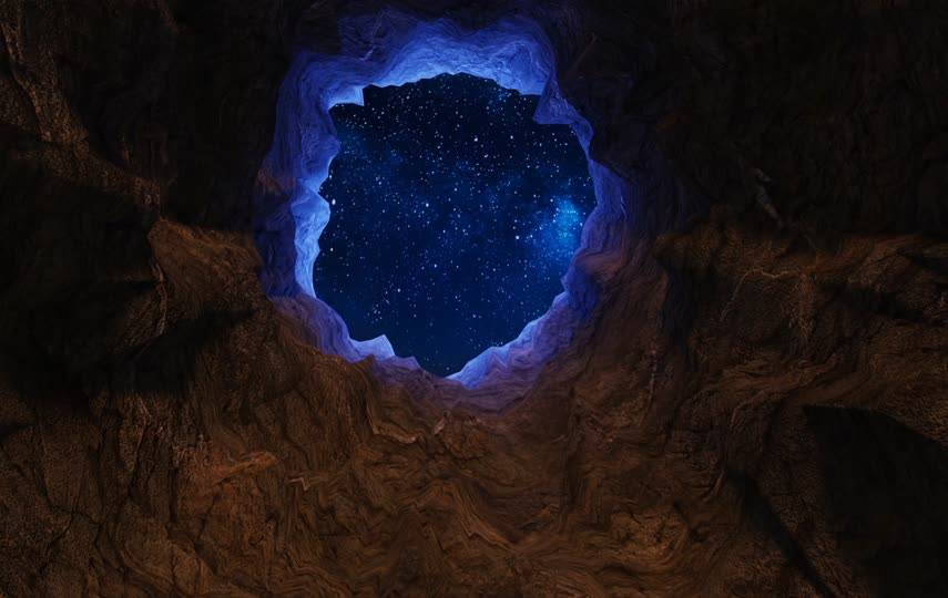 山洞看向星空震撼视频素材